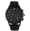Original Emporio Armani full black AR2461,mens chronograph leather strap watch