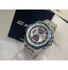 Imported Casio 558 Blue And White Dial With Silver Chain Watch For Men
