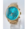 Michael Kors MK5815 Gold Tone Turquoise Blue Mid Size Dial Women's Watch