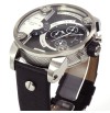 Diesel Little Daddy Black and Grey Dial Black Leather Mens Watch DZ7256