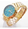 Michael Kors MK5815 Gold Tone Turquoise Blue Mid Size Dial Women's Watch