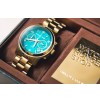 Michael Kors MK5815 Gold Tone Turquoise Blue Mid Size Dial Women's Watch