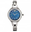 Authentic Armani AR7330, Blue Dial Studded Leather & Steel Strap Women's Watch