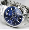 Emporio Armani AR2448 Steel Blue Chronograph Men's Wrist Watch + Original Box