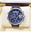 Imported Diesel Little Daddy Blue Dial Silver Case Leather Strap Watch For Men