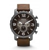 FOSSIL Nate Chronograph Grey Dial Brown Leather Men's Watch  JR1424