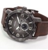 FOSSIL Nate Chronograph Grey Dial Brown Leather Men's Watch  JR1424