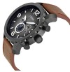 FOSSIL Nate Chronograph Grey Dial Brown Leather Men's Watch  JR1424
