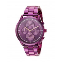 Michael Kors MK6523 Slater Chronograph Crystals Steel 39mm Watch Plum Purple