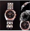 Imported Tissot Couturier Black Dial Silver And Rosegold Chain Watch For Men