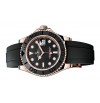 ROLEX Yacht-Master Automatic Black Dial Everose Gold Black Rubber Strap Men's Watch 