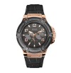 Guess black leather strap chronograph W0040G5 mens watch.NEW.BLACK DIAL