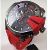 Diesel DZ4427 Red Strap Gunmetal Dial Chronograph Men's Watch- 2 YEARS WARRANTY